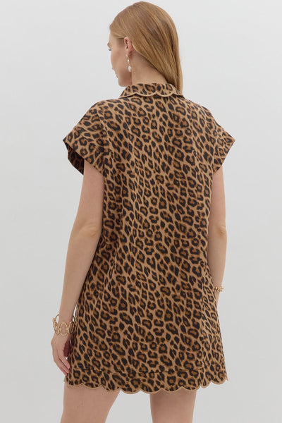 matching the vibe scallop hem dress | leopard