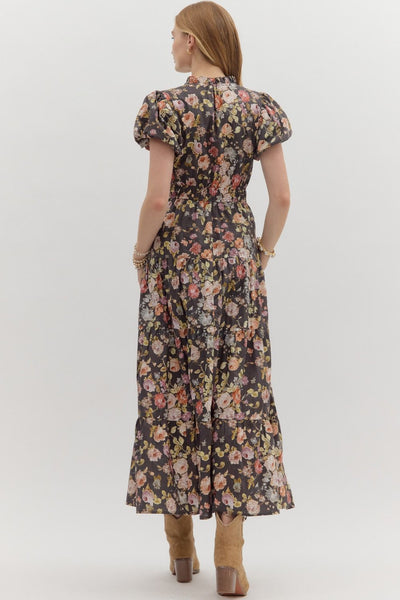 gave me butterflies floral midi dress | chocolate