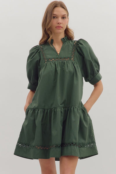 never looked better ruffle hem dress | pine