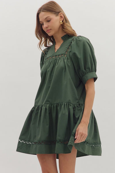 never looked better ruffle hem dress | pine