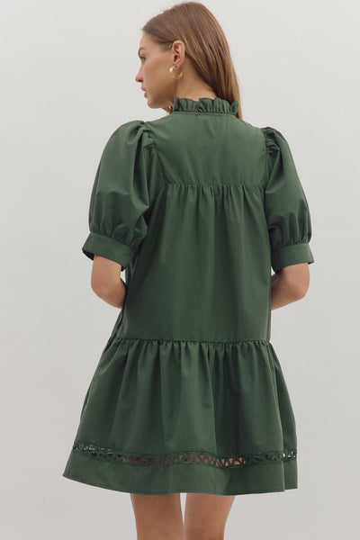 never looked better ruffle hem dress | pine
