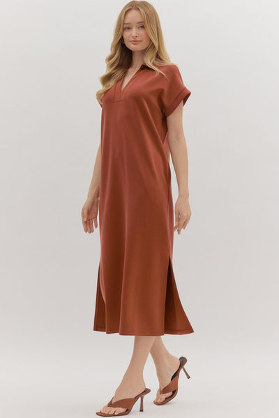 let's be real luxe knit midi dress | clay