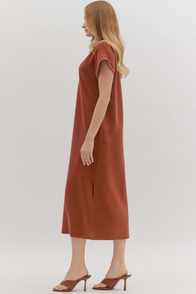 let's be real luxe knit midi dress | clay