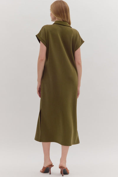 let's be real luxe knit midi dress | olive