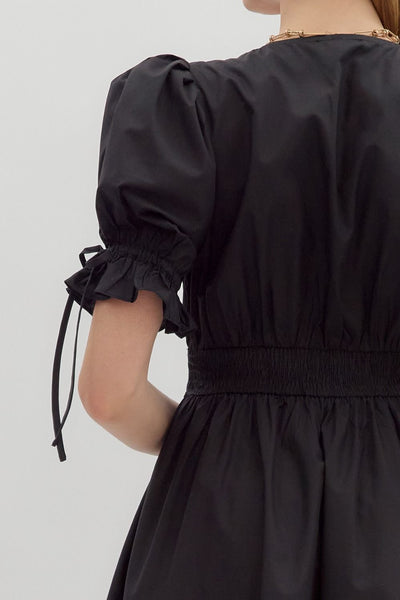 western skies embroidered skirt midi dress | black