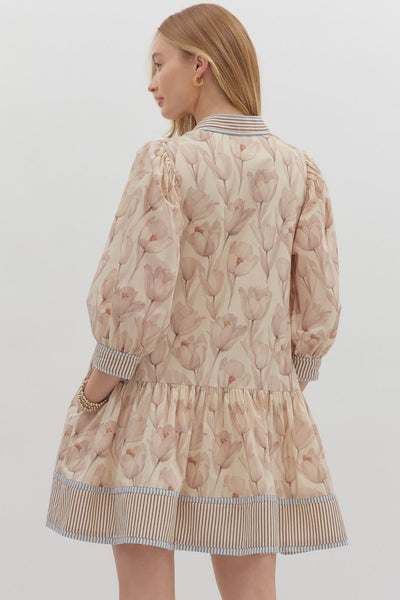 perfect moment floral ruffle hem dress | ecru