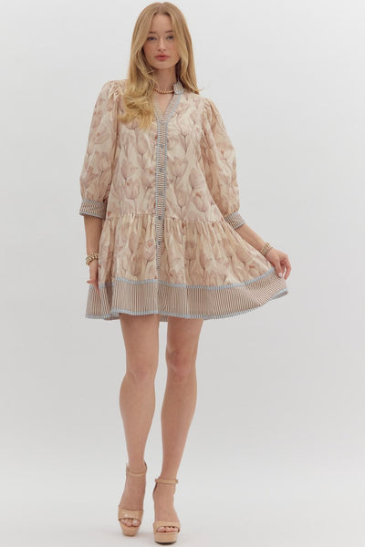 perfect moment floral ruffle hem dress | ecru