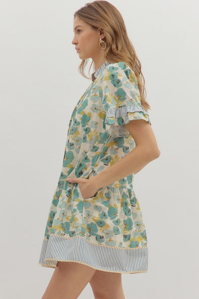 beyond the waters floral drop waist dress | lt teal