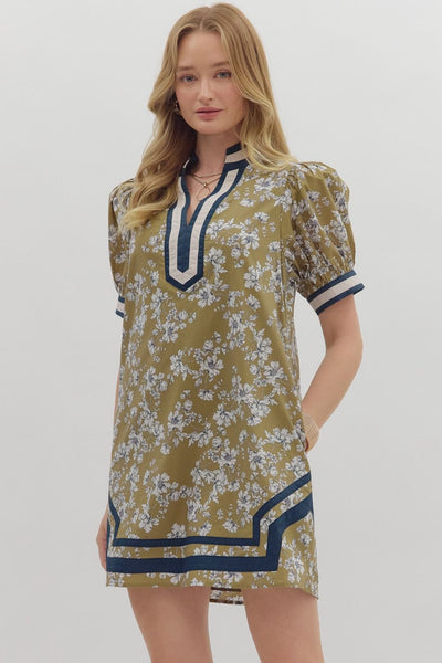 always knew it floral puff sleeve dress | olive