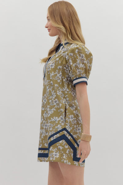 always knew it floral puff sleeve dress | olive