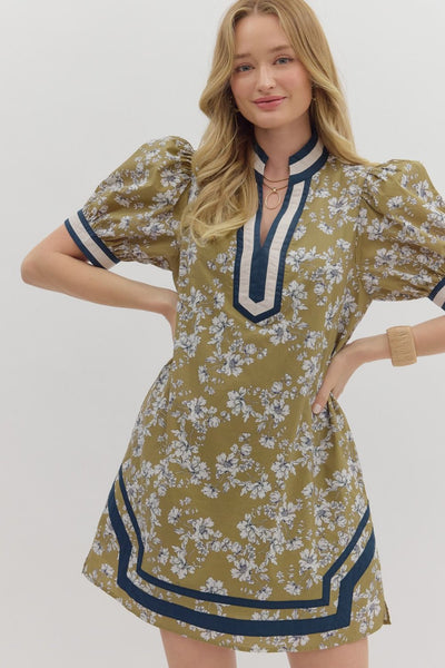 always knew it floral puff sleeve dress | olive