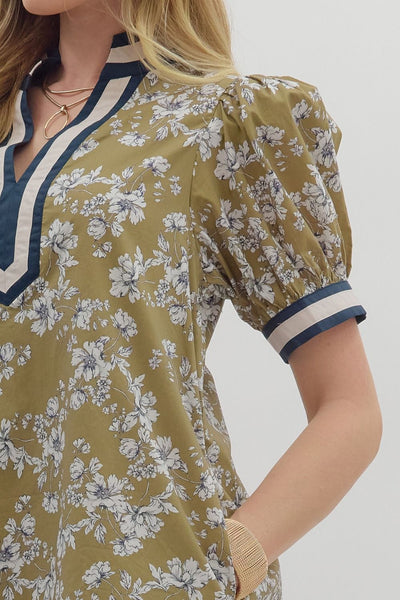 always knew it floral puff sleeve dress | olive