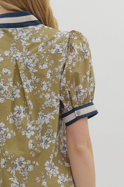always knew it floral puff sleeve dress | olive