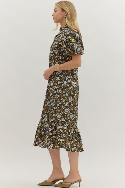 better believe it floral midi dress | navy