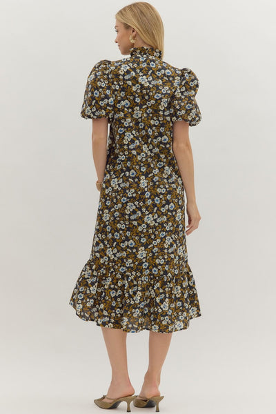better believe it floral midi dress | navy