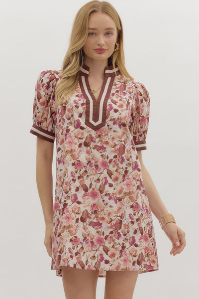 same time tomorrow floral puff sleeve mini dress | ecru