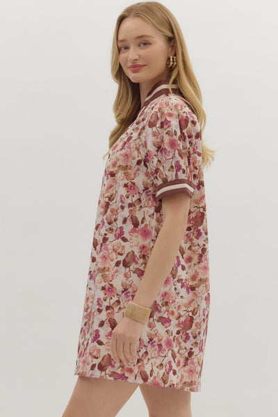 same time tomorrow floral puff sleeve mini dress | ecru