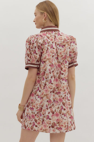 same time tomorrow floral puff sleeve mini dress | ecru
