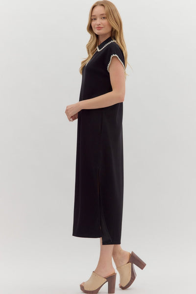 naturally charming collared midi dress | black