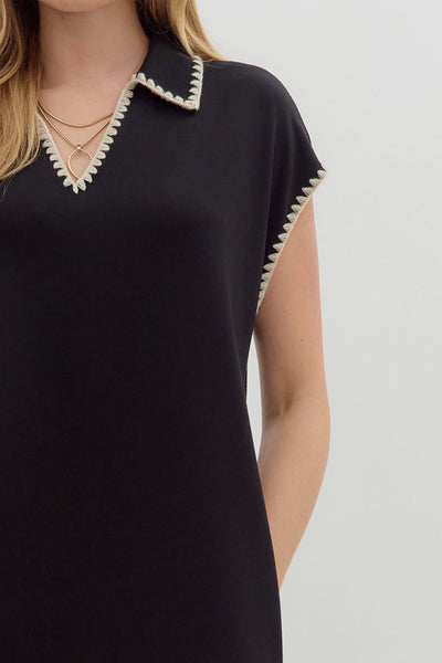 naturally charming collared midi dress | black
