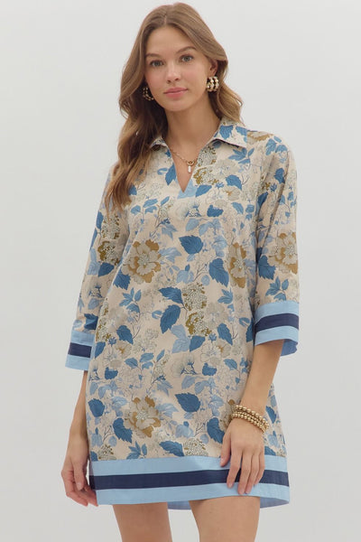 found her balance floral print dress | blue