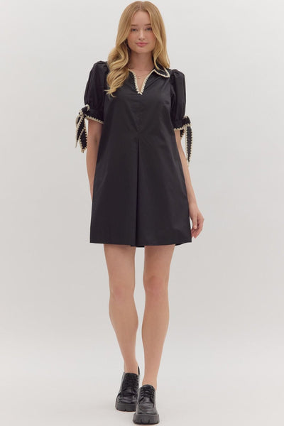 sleek statement bow tie dress | black