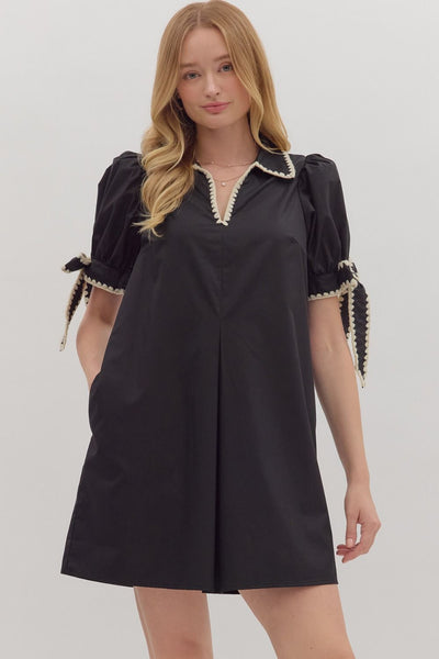 sleek statement bow tie dress | black