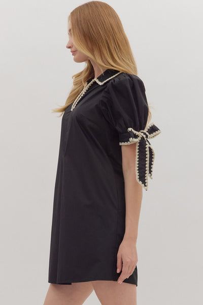 sleek statement bow tie dress | black
