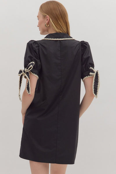 sleek statement bow tie dress | black