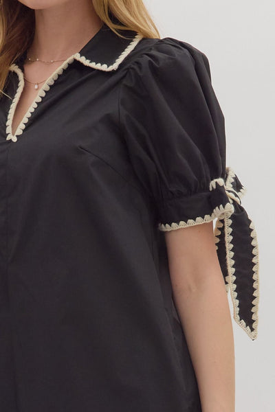 sleek statement bow tie dress | black