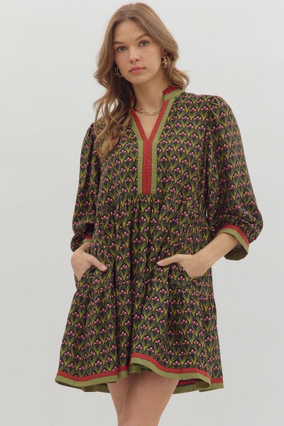 tales from the garden floral tiered dress | black