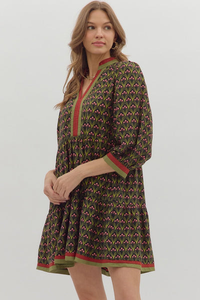 tales from the garden floral tiered dress | black