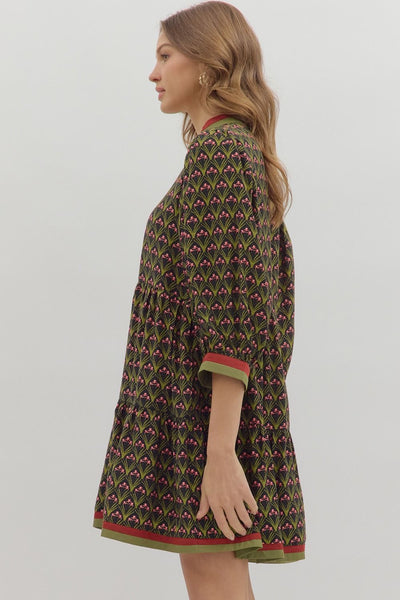 tales from the garden floral tiered dress | black