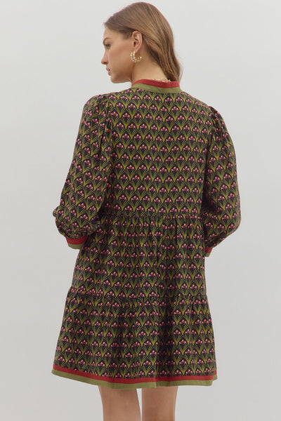 tales from the garden floral tiered dress | black