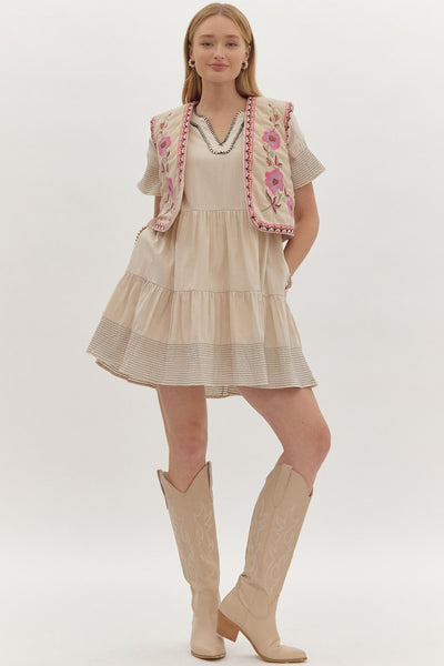 dreams unfolding corduroy embroidered vest | ecru