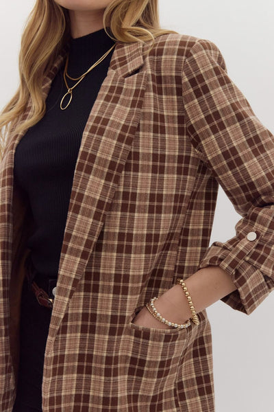 successful sophistication plaid blazer | camel