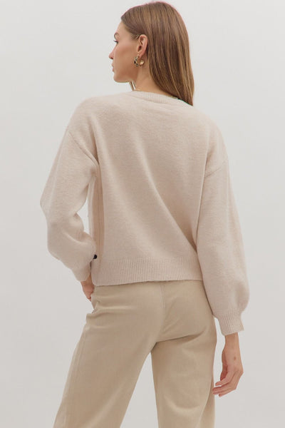 here all along floral embroidery cardigan | oatmeal