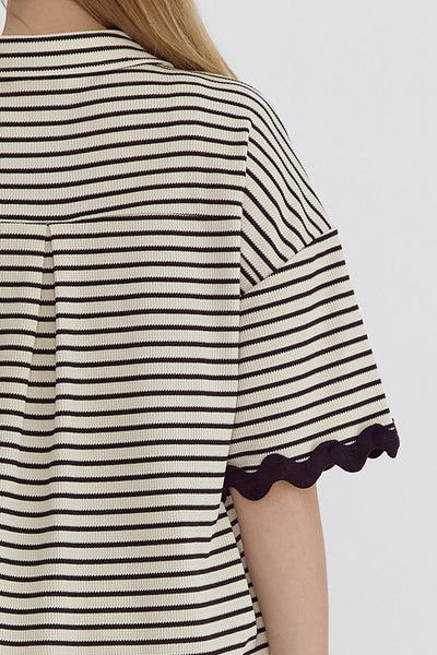looking for signs striped top | black + white