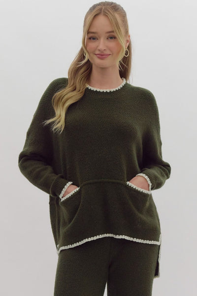 seize the moment scallop trim top | olive