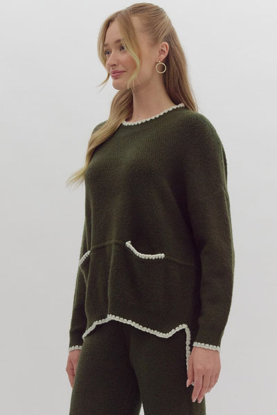 seize the moment scallop trim top | olive