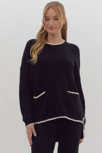 seize the moment scallop trim top | black