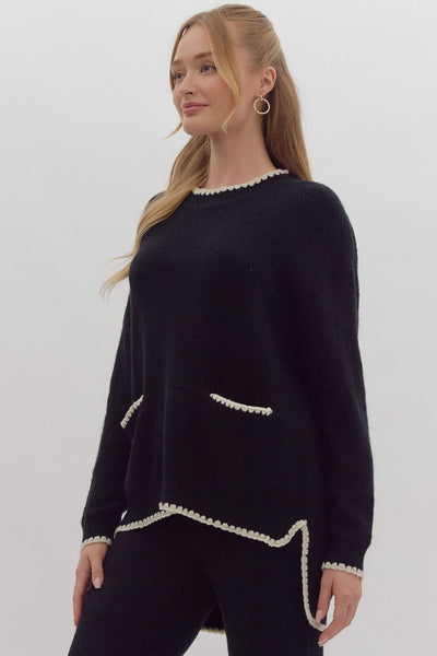seize the moment scallop trim top | black