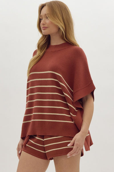 glimpse of us striped sweater | rust