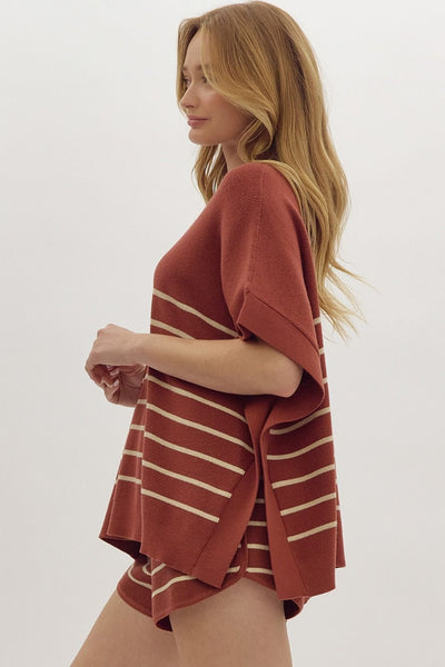 glimpse of us striped sweater | rust