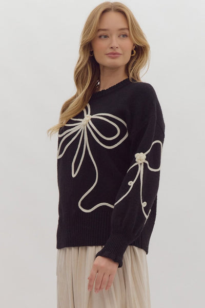 charmed perfection bow sweater | black
