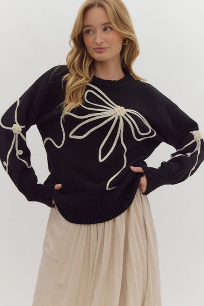 charmed perfection bow sweater | black