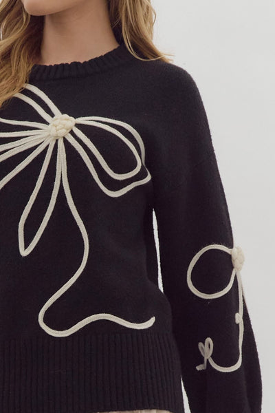 charmed perfection bow sweater | black