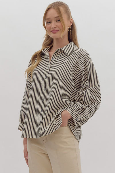 heart of glass striped button down | black