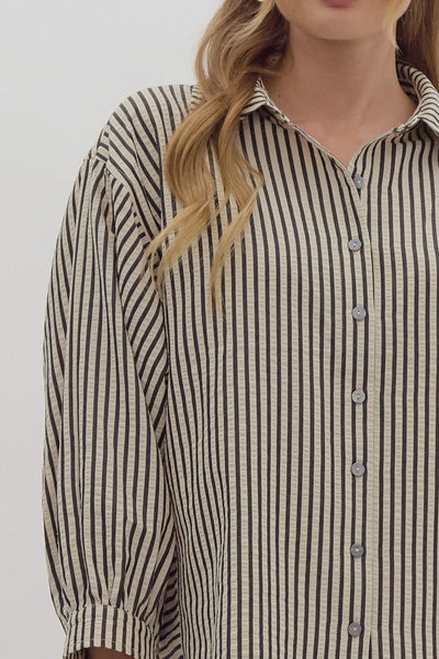 heart of glass striped button down | black