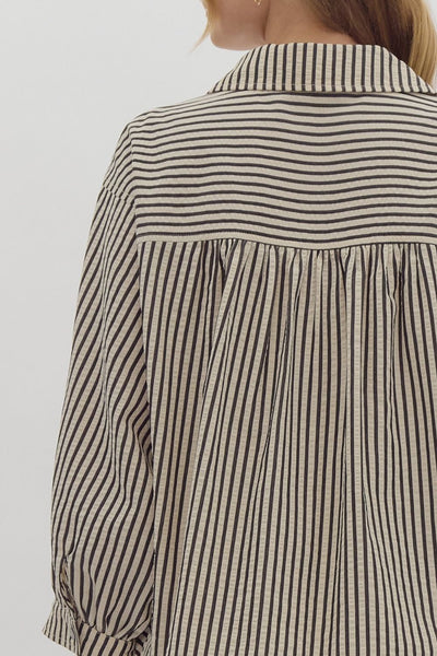 heart of glass striped button down | black